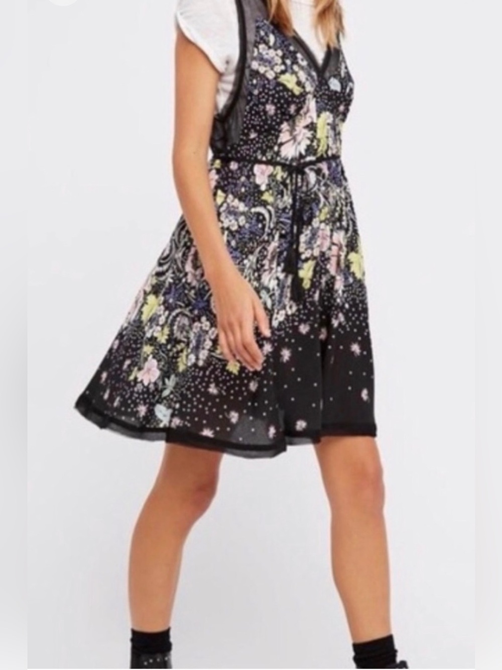Free People Longwood Floral Print Boho V-Neck Slip Dress Size Small